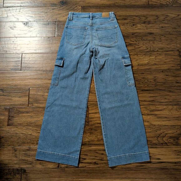 American Eagle baggy wide leg jeans blue size 00 regular - Picture 3 of 16